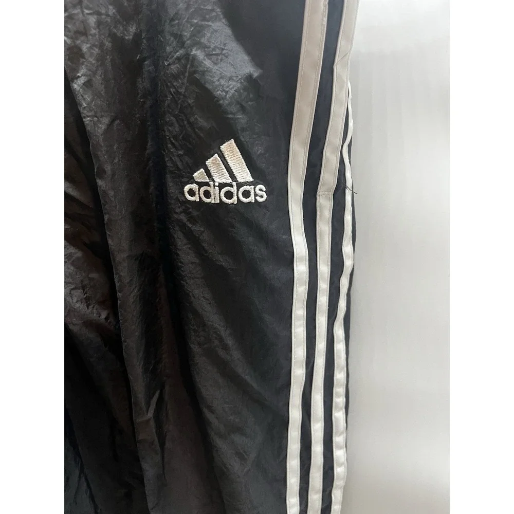 Adidas Vintage Windbreaker Track Pants Mens Large Black White Mesh Y2K Joggers‎